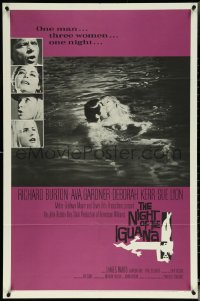 5t1085 NIGHT OF THE IGUANA 1sh 1964 Burton, Gardner, Lyon, Kerr, Huston, Stubis & Gold, purple!