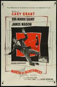 5t1088 NORTH BY NORTHWEST 1sh 1959 Alfred Hitchcock classic with Cary Grant & Eva Marie Saint!