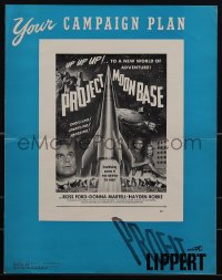 5t0570 PROJECT MOONBASE pressbook 1953 Robert Heinlein, cool art of rocket ship & wacky astronauts!