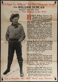 5t0341 WOMAN IN THE WEB/FIGHT FOR MILLIONS pressbook supplement 1918 cowboy William Duncan!