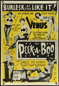 5t1106 PEEK-A-BOO 1sh 1953 burlesque as you like it for sophisticated people, sexy & ultra rare!