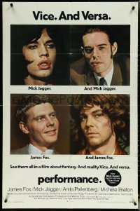 5t1107 PERFORMANCE 1sh 1970 directed by Nicolas Roeg, Mick Jagger & James Fox trading roles!