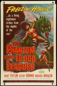 5t1108 PHANTOM FROM 10,000 LEAGUES 1sh 1956 classic art of monster & sexy scuba diver by Kallis!