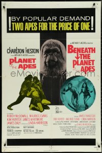 5t1114 PLANET OF THE APES/BENEATH THE PLANET OF THE APES 1sh 1971 2 apes for the price of 1!