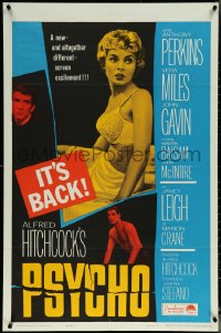 5t1126 PSYCHO 1sh R1965 half-dressed Janet Leigh, Anthony Perkins, Alfred Hitchcock classic!