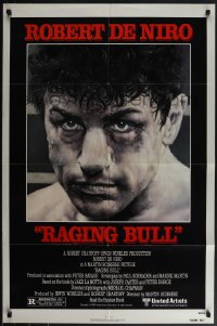 5t1130 RAGING BULL 1sh 1980 Hagio art of Robert De Niro, Martin Scorsese boxing classic!