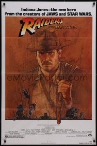 5t1132 RAIDERS OF THE LOST ARK 1sh 1981 great art of adventurer Harrison Ford by Richard Amsel!