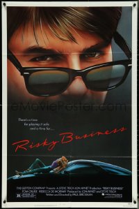 5t1143 RISKY BUSINESS 1sh 1983 classic c/u art of Tom Cruise in cool shades by Drew Struzan!