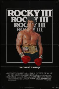 5t1149 ROCKY III 1sh 1982 image of boxer & director Sylvester Stallone with gloves & title belt!