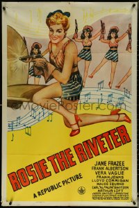 5t1153 ROSIE THE RIVETER 1sh 1944 art of sexy Jane Frazee as the factory worker WWII female icon!