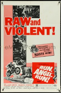 5t1155 RUN ANGEL RUN 1sh 1969 raw and violent freaked out motorcycle maniacs waste a squealer!