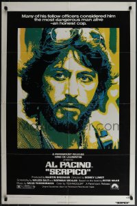 5t1163 SERPICO 1sh 1974 great image of undercover cop Al Pacino, Sidney Lumet crime classic!