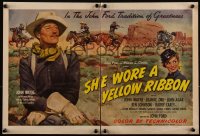 5t0339 SHE WORE A YELLOW RIBBON magazine 2-page spread 1949 art of John Wayne, Joanne Dru, John Ford