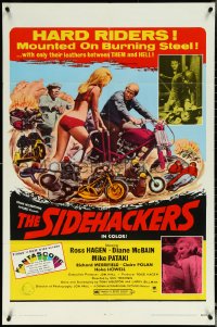 5t1172 SIDEHACKERS 1sh 1969 bikers mounted on burning steel, sexy girl in bikini!