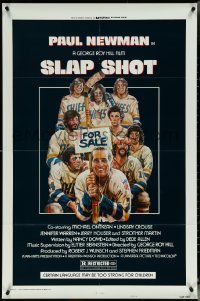 5t1182 SLAP SHOT style A 1sh 1977 Newman hockey sports classic, great cast portrait art by Craig!