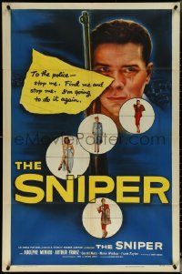 5t1187 SNIPER 1sh 1952 artwork of Arthur Franz with gun targeting pretty women!