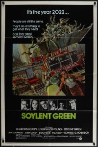 5t1191 SOYLENT GREEN 1sh 1973 Heston trying to escape riot control in the year 2022 by Solie!