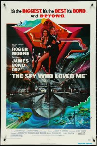 5t1195 SPY WHO LOVED ME 1sh 1977 great art of Roger Moore as James Bond by Bob Peak!