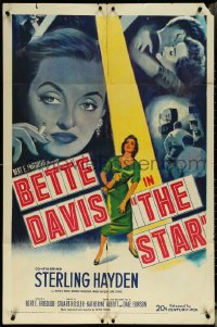 5t1197 STAR 1sh 1953 great art of Hollywood actress Bette Davis holding Oscar in the spotlight!