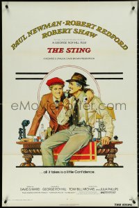 5t1202 STING 1sh 1974 artwork of con men Paul Newman & Robert Redford by Richard Amsel!