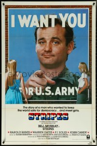 5t1209 STRIPES style B int'l 1sh 1981 Ivan Reitman classic military comedy, Bill Murray wants YOU!