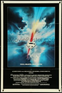 5t1214 SUPERMAN 1sh 1978 D.C. comic book superhero Christopher Reeve, cool Bob Peak logo art!