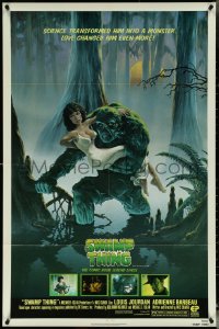 5t1216 SWAMP THING NSS style 1sh 1982 Wes Craven, Hescox art of him holding sexy Adrienne Barbeau!