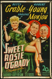 5t1217 SWEET ROSIE O'GRADY 1sh 1943 wonderful art of sexy Betty Grable, Robert Young & Menjou!