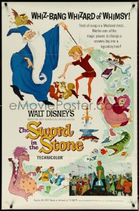 5t1219 SWORD IN THE STONE style A 1sh 1964 Disney's cartoon story of King Arthur & Merlin the Wizard