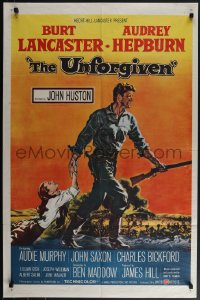 5t1250 UNFORGIVEN 1sh 1960 McCarthy & Cravath art of Burt Lancaster & Audrey Hepburn, John Huston!