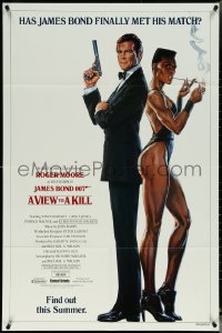 5t1253 VIEW TO A KILL advance 1sh 1985 art of Roger Moore & Grace Jones by Daniel Goozee!