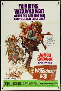 5t1259 WATERHOLE #3 1sh 1967 wacky Jack Davis art of James Coburn carrying Margaret Blye!