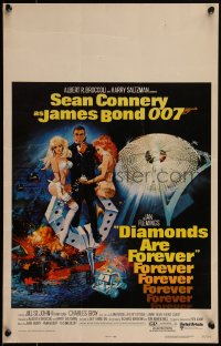 5t0090 DIAMONDS ARE FOREVER WC 1971 art of Sean Connery as James Bond 007 by Robert McGinnis!