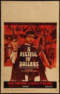 5t0094 FISTFUL OF DOLLARS WC 1967 introducing the man with no name, Clint Eastwood, great art!