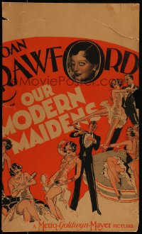 5t0109 OUR MODERN MAIDENS WC 1929 sexy flapper Joan Crawford, Douglas Fairbanks Jr., ultra rare!