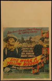 5t0115 SHE WORE A YELLOW RIBBON WC 1949 wonderful art of John Wayne & Joanne Dru, John Ford, rare!