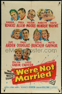 5t1260 WE'RE NOT MARRIED 1sh 1952 artwork of Ginger Rogers, young Marilyn Monroe & nine others!