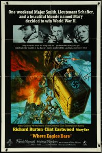 5t1265 WHERE EAGLES DARE 1sh 1968 Clint Eastwood, Richard Burton, Mary Ure, art by Frank McCarthy!