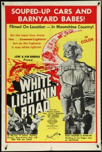 5t1267 WHITE LIGHTNIN' ROAD 1sh 1965 stock car racing & sexy barnyard babes in moonshine country!