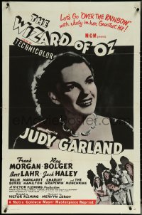 5t1271 WIZARD OF OZ 1sh R1958 great image of Judy Garland from the movie & c/u from 1958!