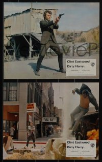 5t1345 DIRTY HARRY 8 color English FOH LCs 1972 great images of Clint Eastwood, Don Siegel classic!