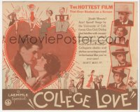 5t1330 COLLEGE LOVE herald 1929 great cartoon art by John Held Jr., 100% talking & singing, rare!