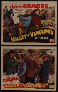 5t0753 VALLEY OF VENGEANCE 8 LCs 1944 cowboy Buster Crabbe & Al Fuzzy St John in western action!