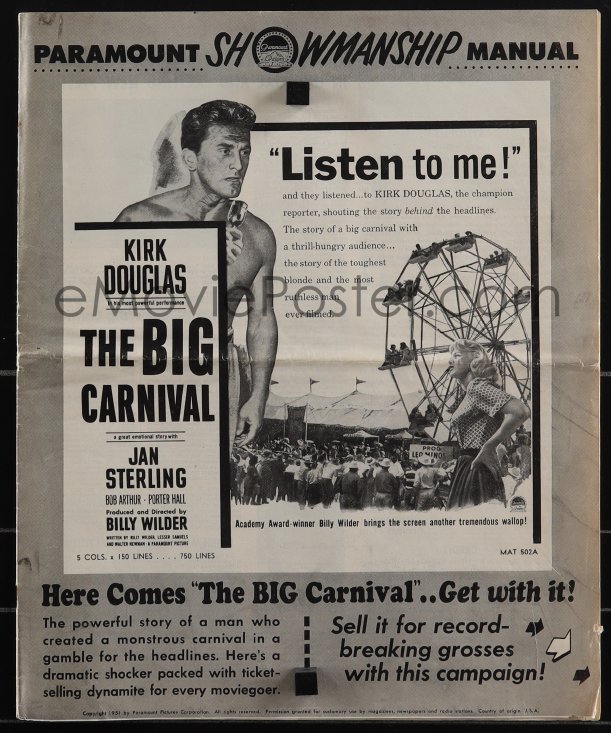 eMoviePoster.com: 5t0544 ACE IN THE HOLE pressbook 1951 Billy Wilder ...