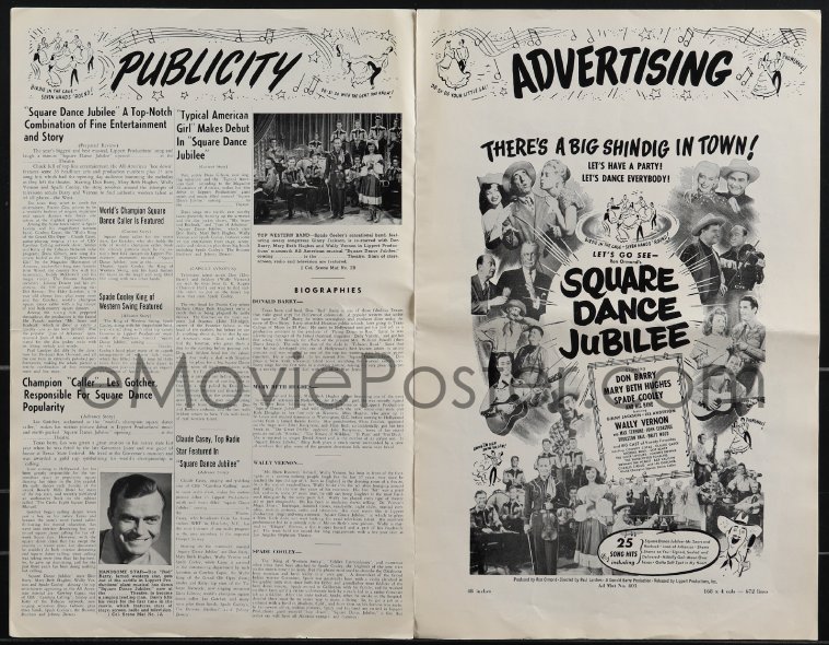 5t0078 SQUARE DANCE JUBILEE pressbook 1949 all-star country music, come on  everybody, very rare!