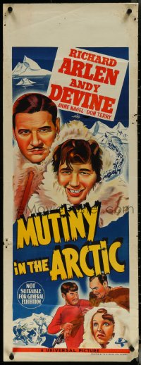 5w0169 MUTINY IN THE ARCTIC long Aust daybill 1941 art of Richard Arlen & Andy Devine, ultra rare!