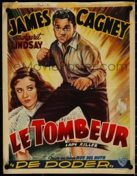 5w0276 LADY KILLER Belgian R1950s wonderful different Jiel art of James Cagney and pretty Mae Clarke