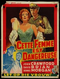 5w0288 THIS WOMAN IS DANGEROUS Belgian 1955 artwork of sexy Joan Crawford & cop David Brian!