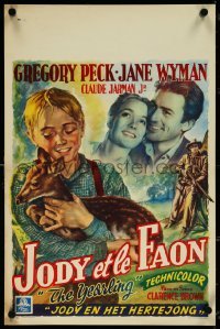 5w0291 YEARLING Belgian 1947 Gregory Peck, Jane Wyman, Claude Jarman Jr., classic, rare!