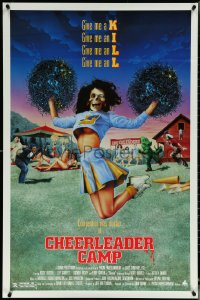 5w0690 CHEERLEADER CAMP 1sh 1987 John Quinn directed, wacky image of sexy cheerleader w/skull head!